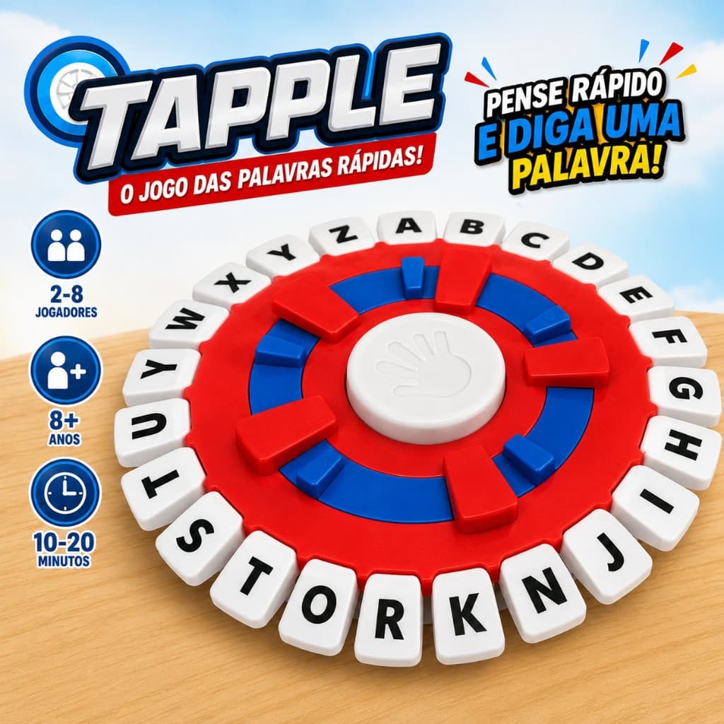 Jogo de Tabuleiro Tapple Trava Letra, Com cronômetro, brinquedo educativo ideal para a família e amigos