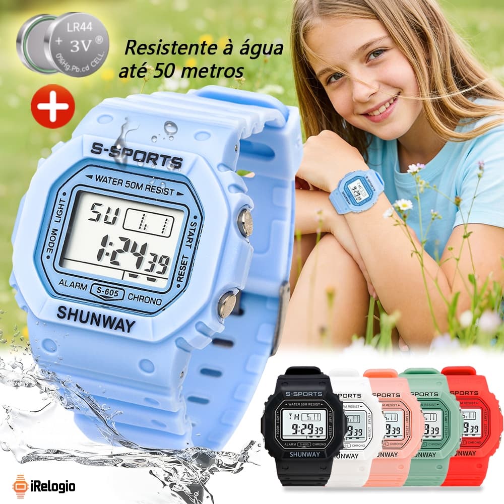 Relógio Com Cronômetro Feminino Led Digital Mulher Moda À Prova D'Água Eletrônico Original Esportivo S605