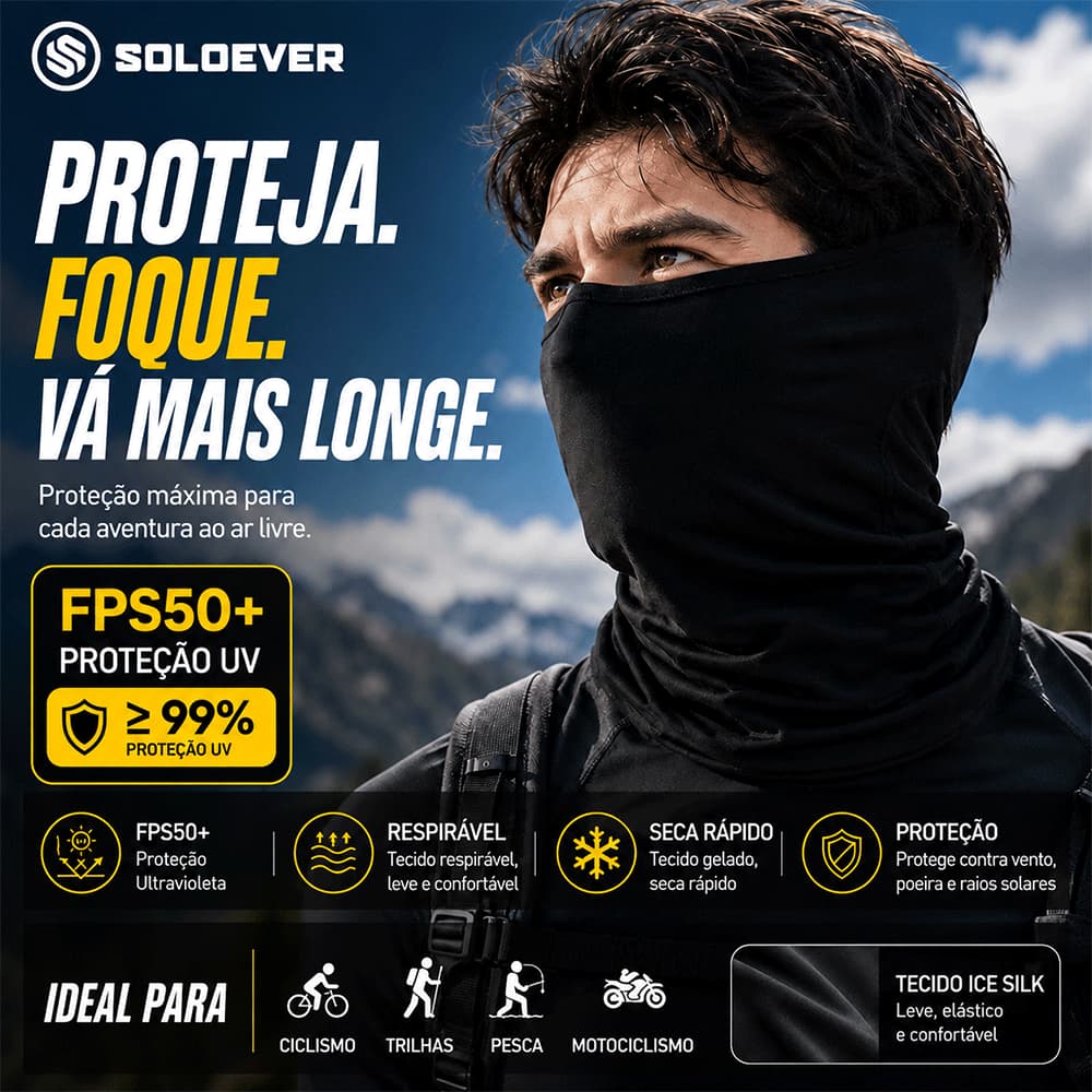 Máscara de Ciclismo Meia Face FPU50+ Ice Silk Unissex Anti UV  Respirável Secagem Rápida para Motoqueiro Corrida