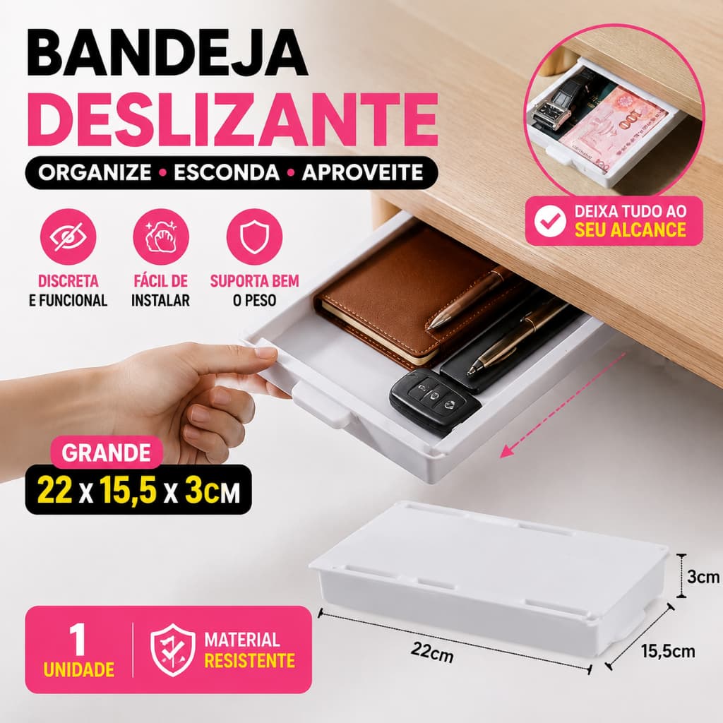 Hidden Adhesive Drawer Organizer Secret Invisible Office Home Makeup Table Countertop Kitchen 22cm * 15,5cm