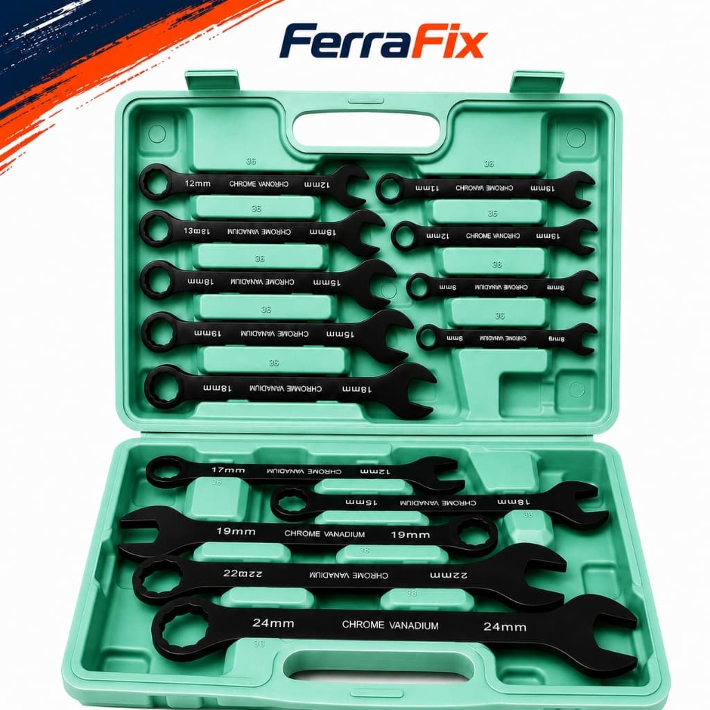 Kit Jogo De Chave Combinada 8 A 24 mm Boca Aço Cromo Profissional C/ Maleta 14 Peças