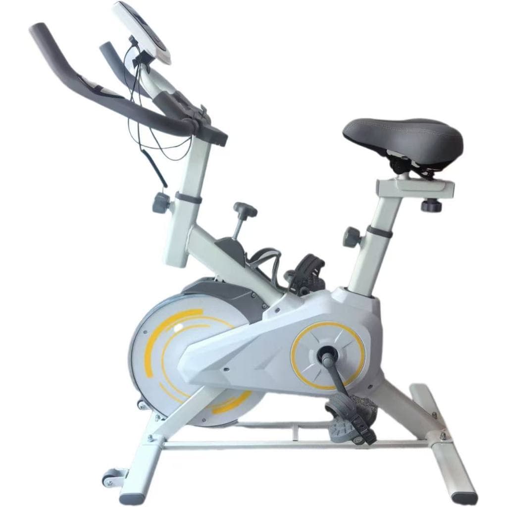 Bicicleta Ergométrica Spinning Premium Branca e Amarela