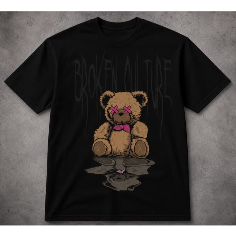 Camiseta Masculina Urban Style | Camiseta T-Shirt Estampa Broken Tide Urso