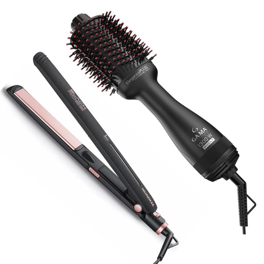 Kit Chapinha P-27 Escova Eleganza Liso Salão Menos Frizz Brilho Profissional Alisa Seca Modela Sem Frizz Progressiva Biv