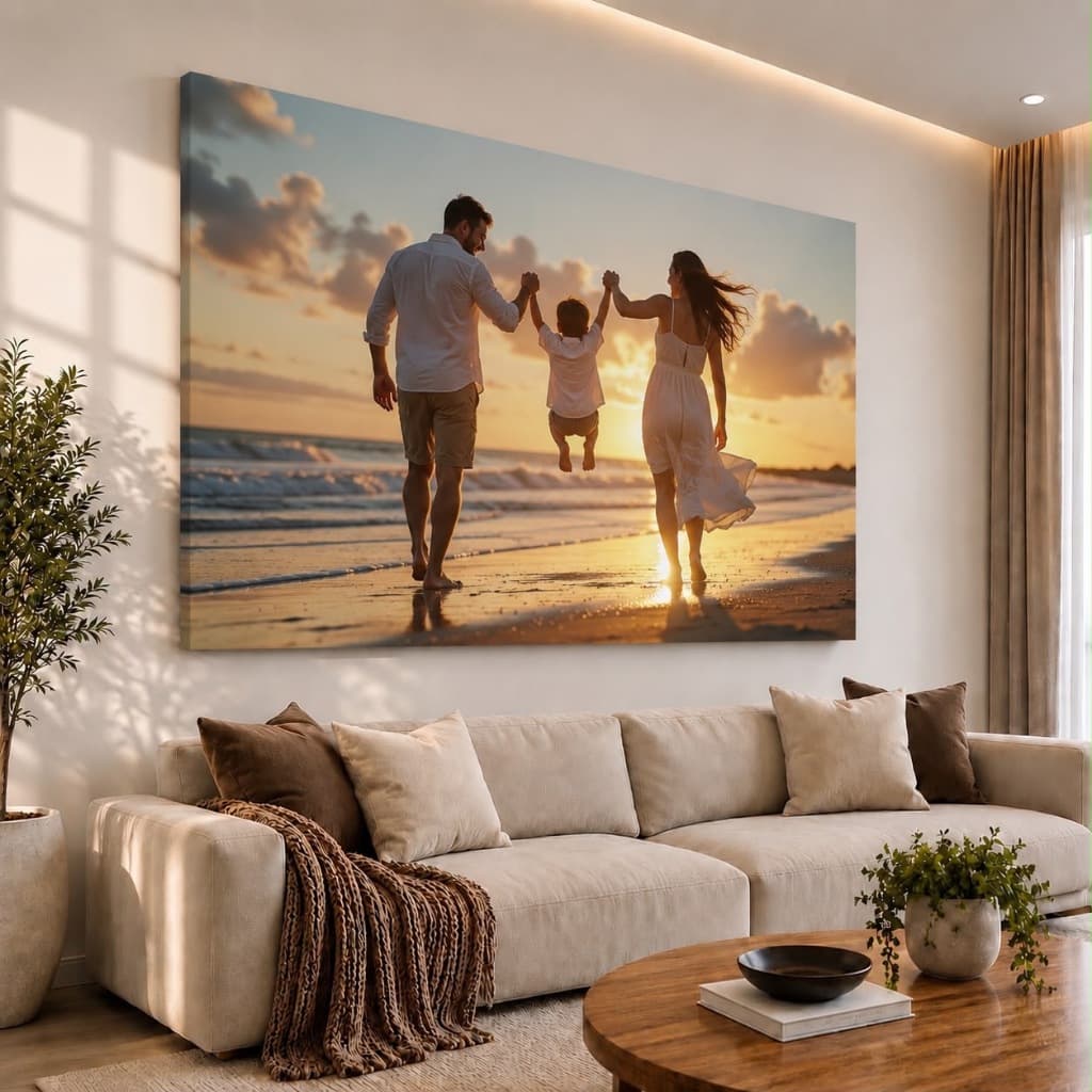 Quadro Decorativo Grande 50x70 Personalizado Com Sua Foto Imagem Familia Natal Sala