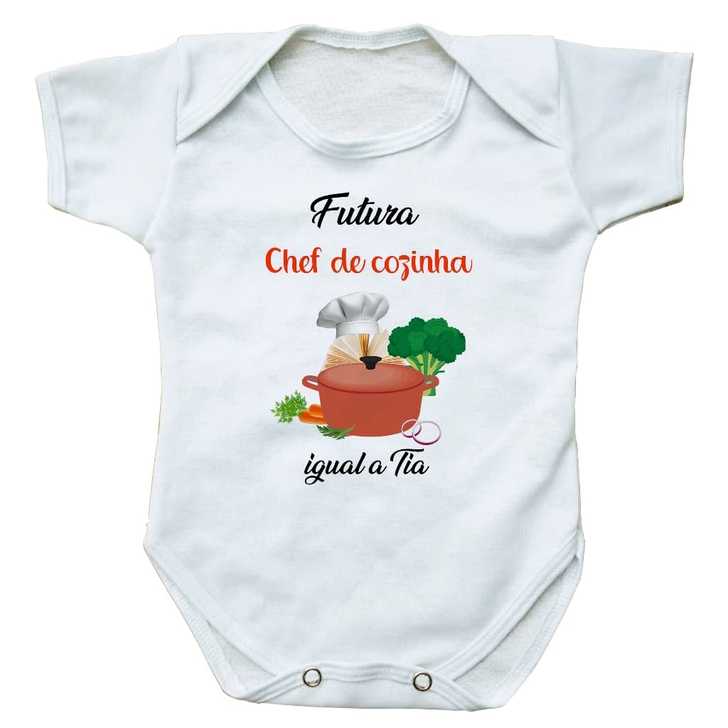body bebe roupinha infantil futura chef de cozinha igual a tia presente profissão