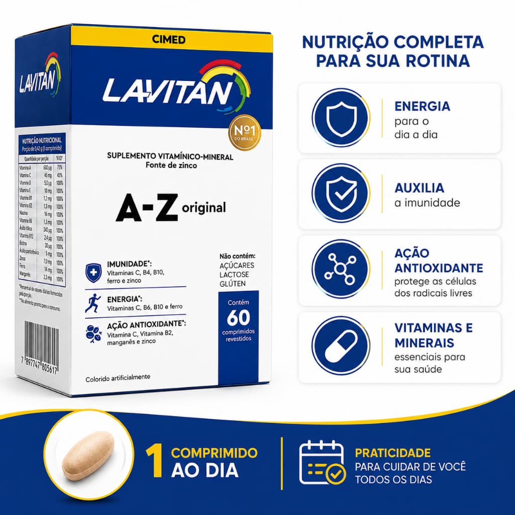 Lavitan A-Z Original Vitaminas Minerais Energia Imunidade Vitaminas Zinco Completo Energia Imunidade