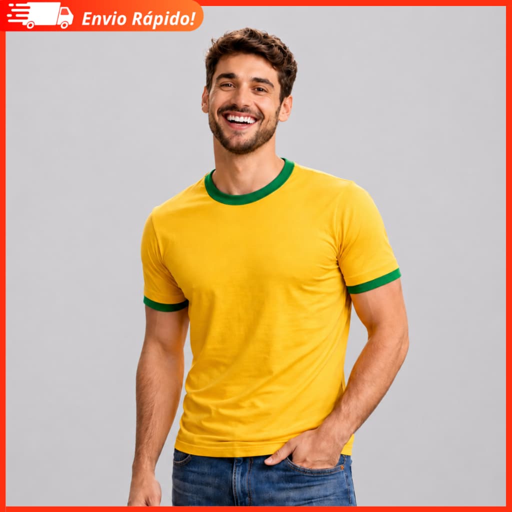 Camiseta Brasil Torcedor Premium Algodão Masculina Feminina