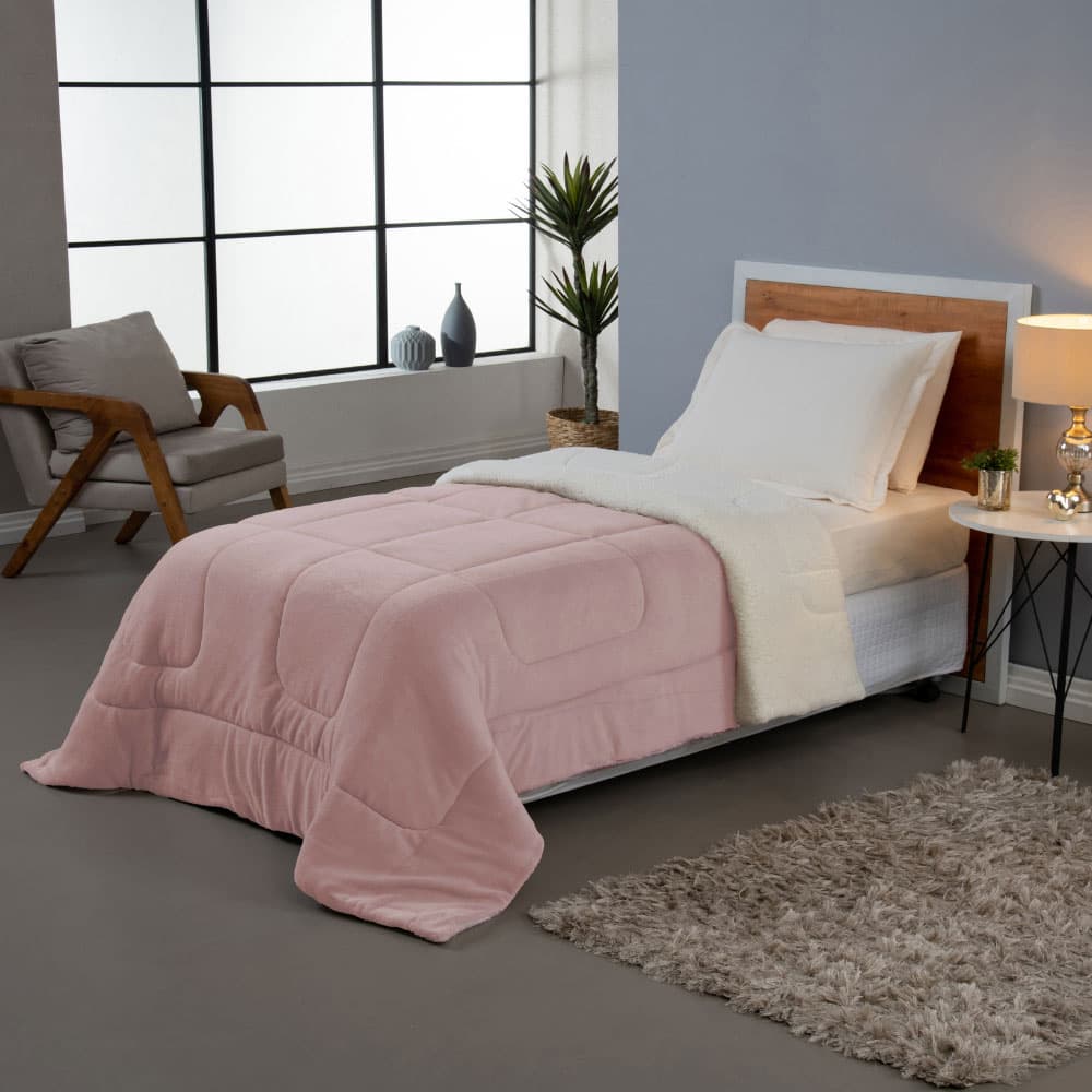 Coberdrom Solteiro Sherpa Carneiro Dupla Face Soft Quentinho Premium