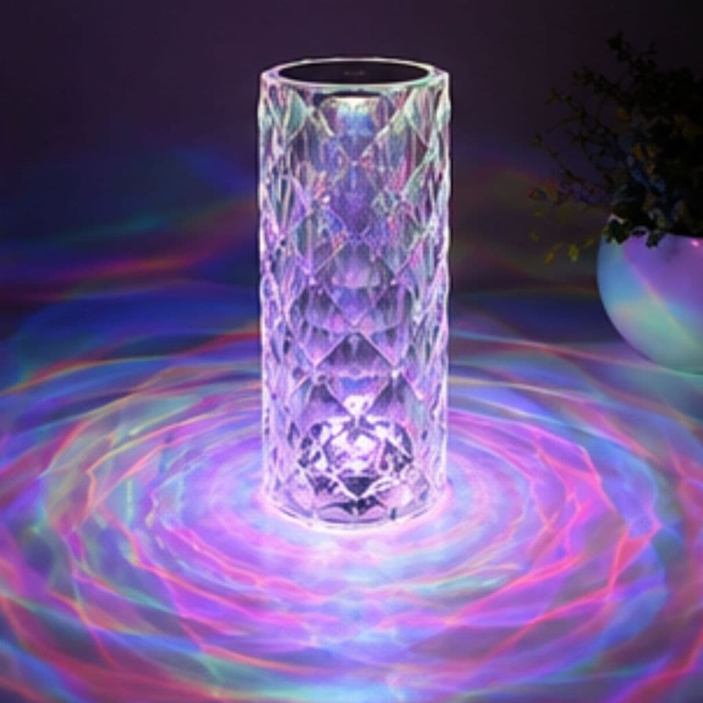 Luminaria de Mesa Led Controle Touch Recarregável Abajur Cristal Colorida 16 Cores Decoração Sala