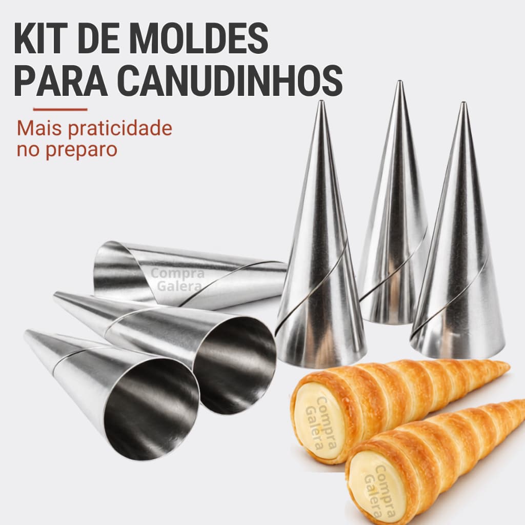 Kit 12 ou 24 Forminha Canudinho Nº1 Flandres Cone Salgados Canoli Doces Recheado Profissional Casquinhas