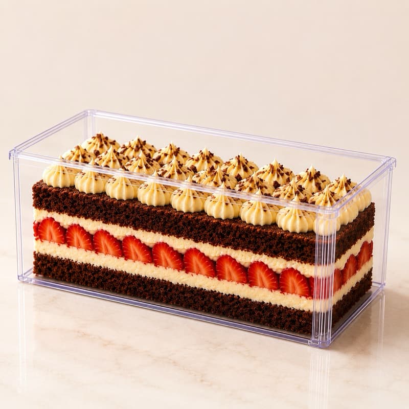 Forma Retangular Slice Cake Acrilico com Tampa e Espatula 30x10x10 Bolo em Fatia Molde ENVIO IMEDIATO