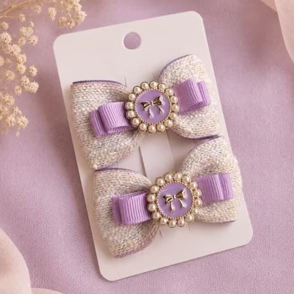 laço infantil, kit laços menina, laço lilás, presilha infantil, acessórios de cabelo menina, laço com pérolas, laço luxo