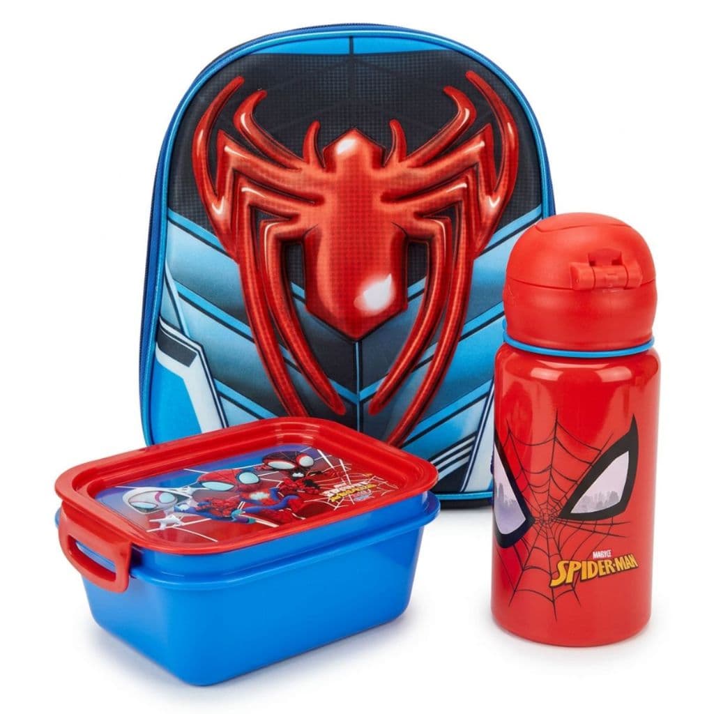 Kit Lanche Escolar Homem-Aranha Lancheira Garrafa Marmita Infantil Volta às Aulas