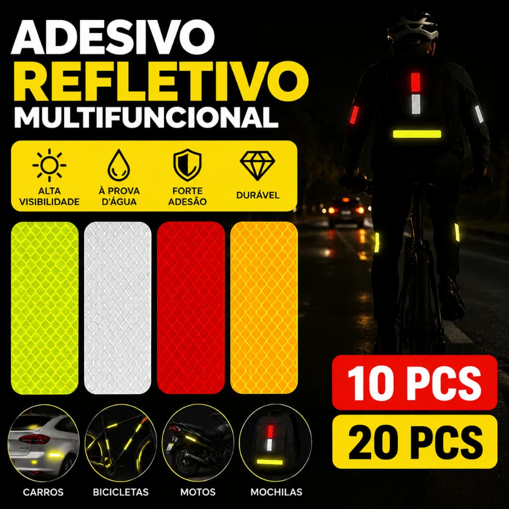 Kit 10 /20Reflective car stickers, motorcycle stickers, reflective tape sets, safety stickers