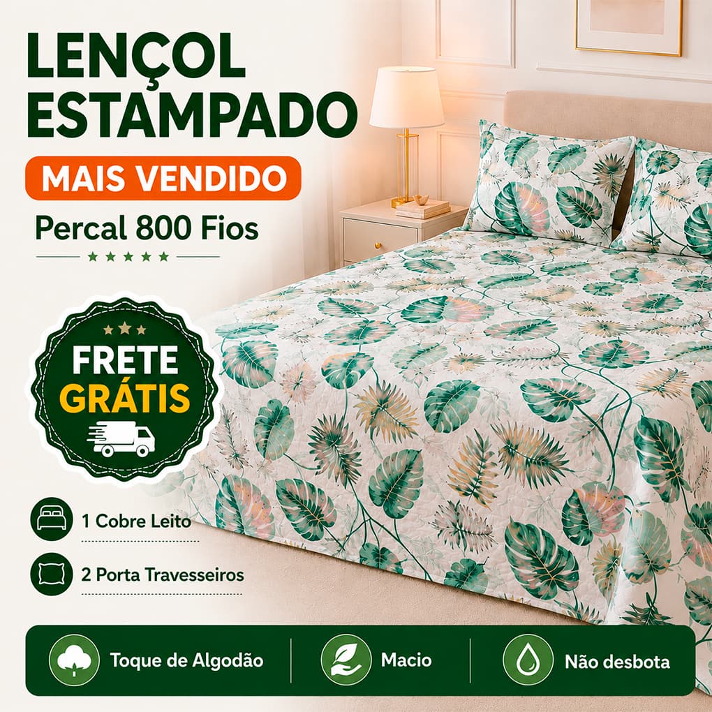 Kit 3 Pçs Lençol Casal Percal 800 Fios Linha Premium Luxo Macio Padrão Hotel 2 Porta Travesseiros