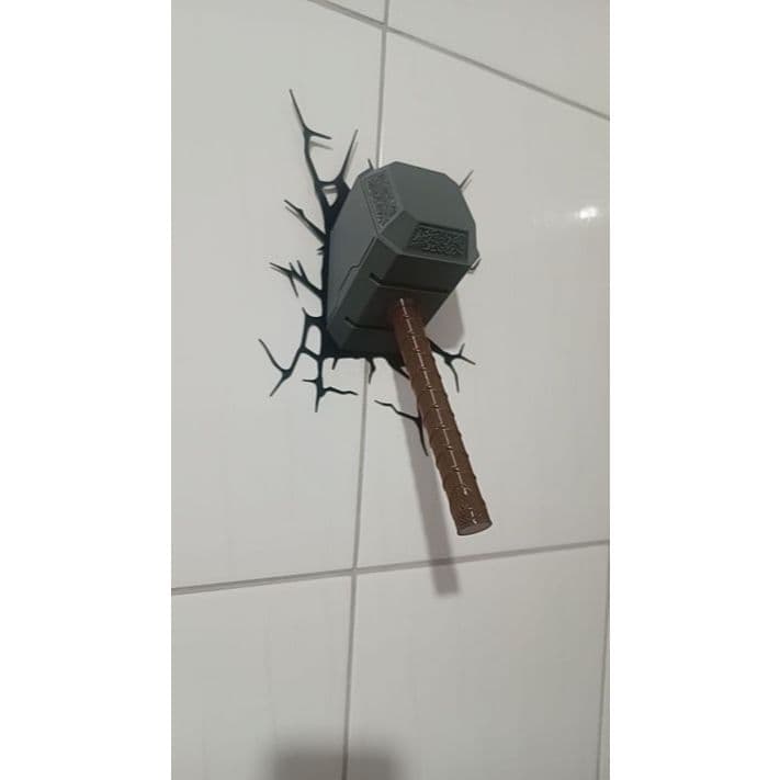 Título: Enfeite de Parede Geek 3D Mjolnir Thor ou Hulk Smash - Decoração Setup Gamer