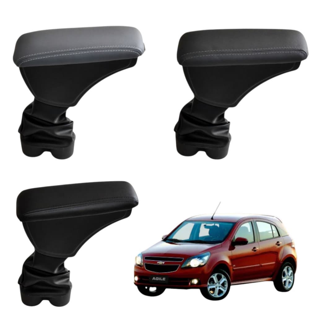 Apoio de Braço Descanso Chevrolet Agile 2009 a 2016 Encosto Articulado Console Central Porta Objetos