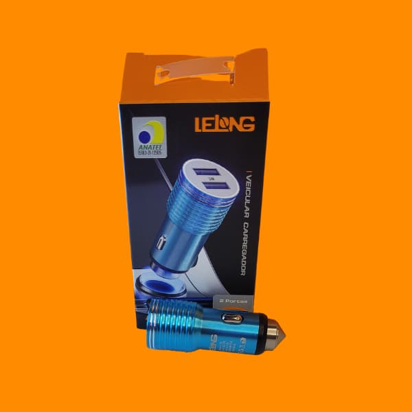 Carregador Veicular Turbo Lelong 3.4A Duplo USB Carro Original Anatel