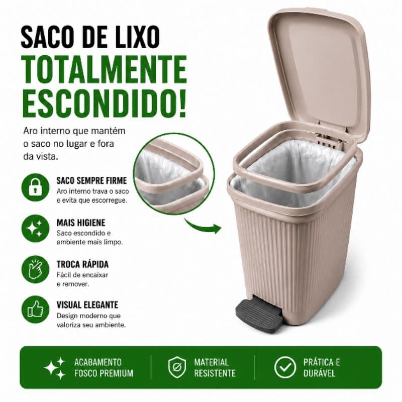 Lixeira  7 Litros Slin   Design Moderno com Pedal Compacta para Banheiro Cozinha