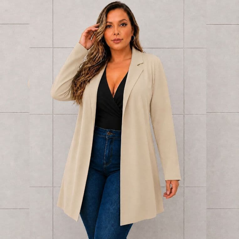 Sobretudo Plus Size Neoprene Feminino Casaco Max Blazer Promoção