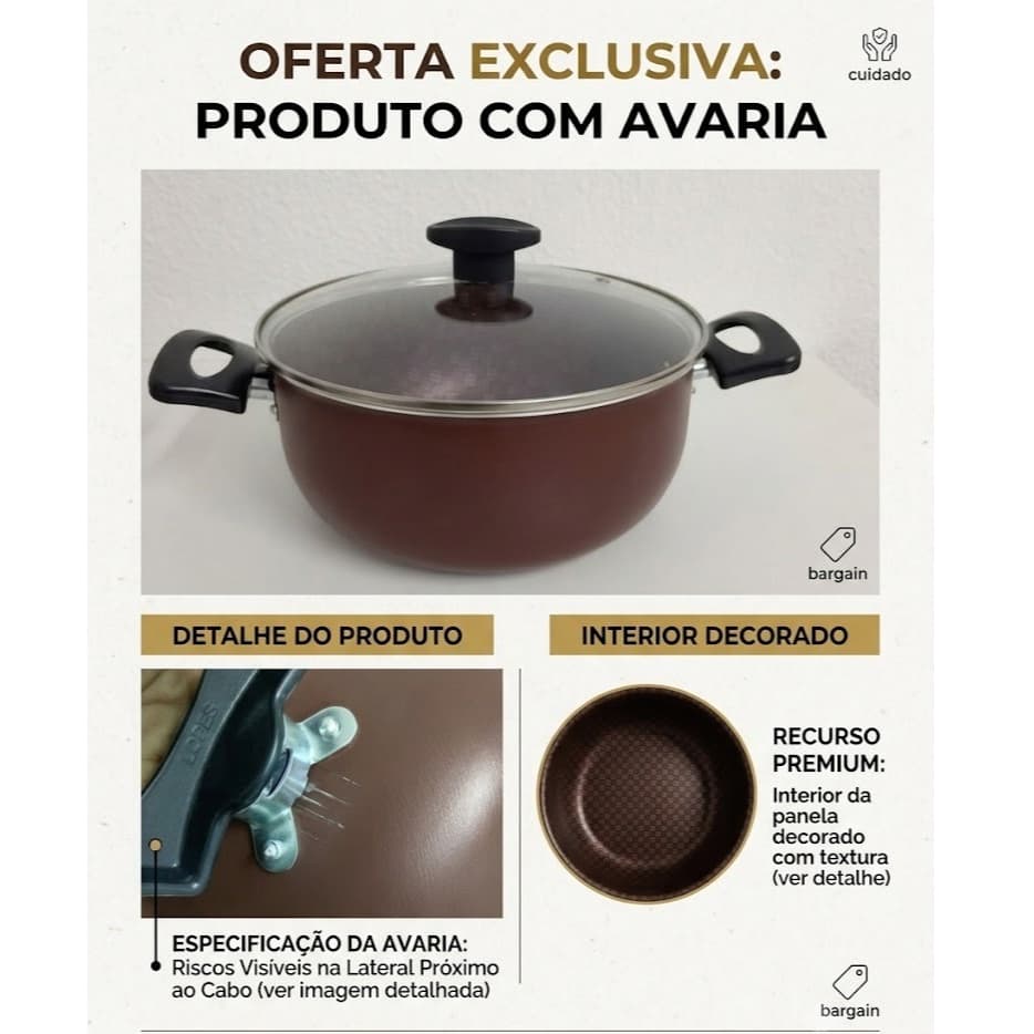 2Panelas GRANDE Nº 22 Chocolate Interior Decorado (Com Avaria)