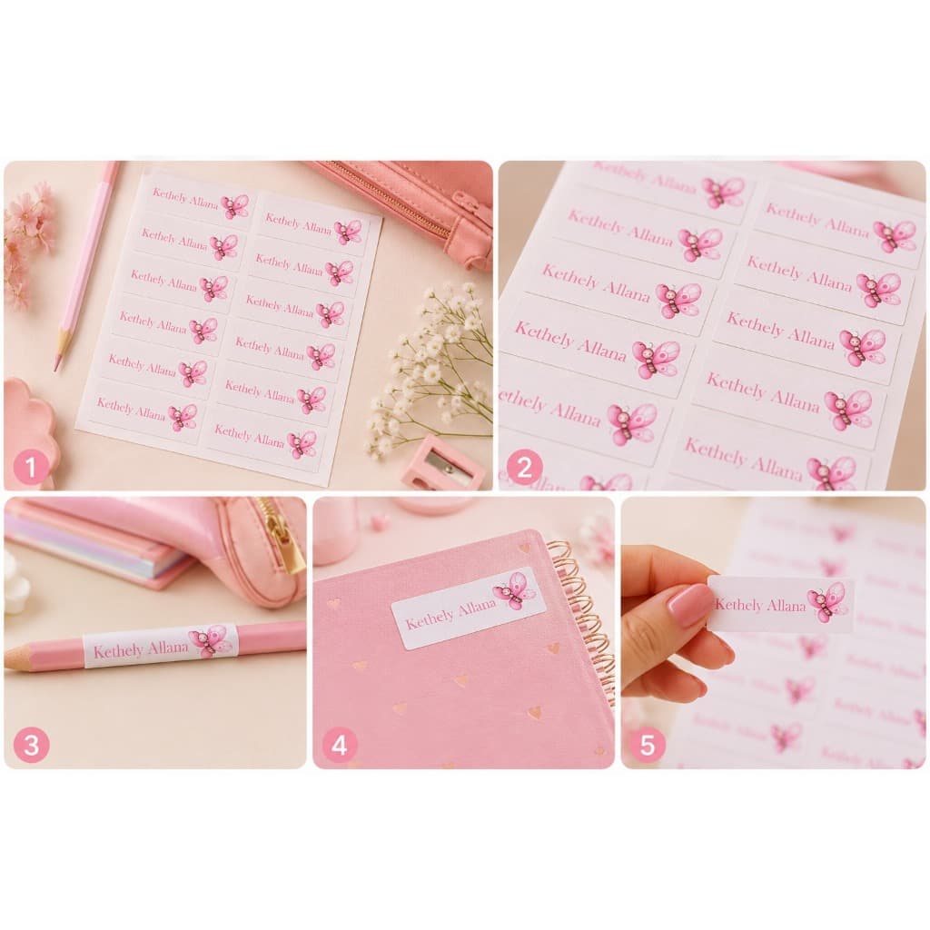 Etiqueta Escolar Personalizada com Nome | Adesivo para Lápis e Material Escolar | 30 Etiquetas 4,5x2,6 cm