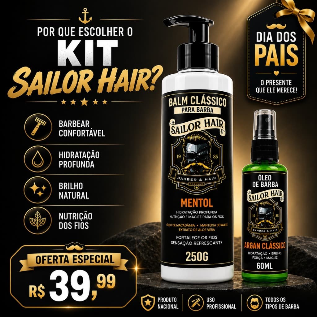 Kit Balm para barba 250 gr oleo para barba 60 ml Amacia e modela Big Barber AntFrizz Profissional
