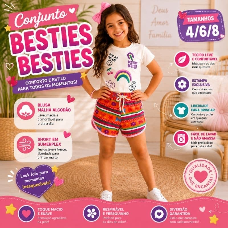 Conjunto Infantil Menina/Conjunto Feminino infantil/Conjunto Menina Barato/ Conjunto Infantil Blogueirinha/