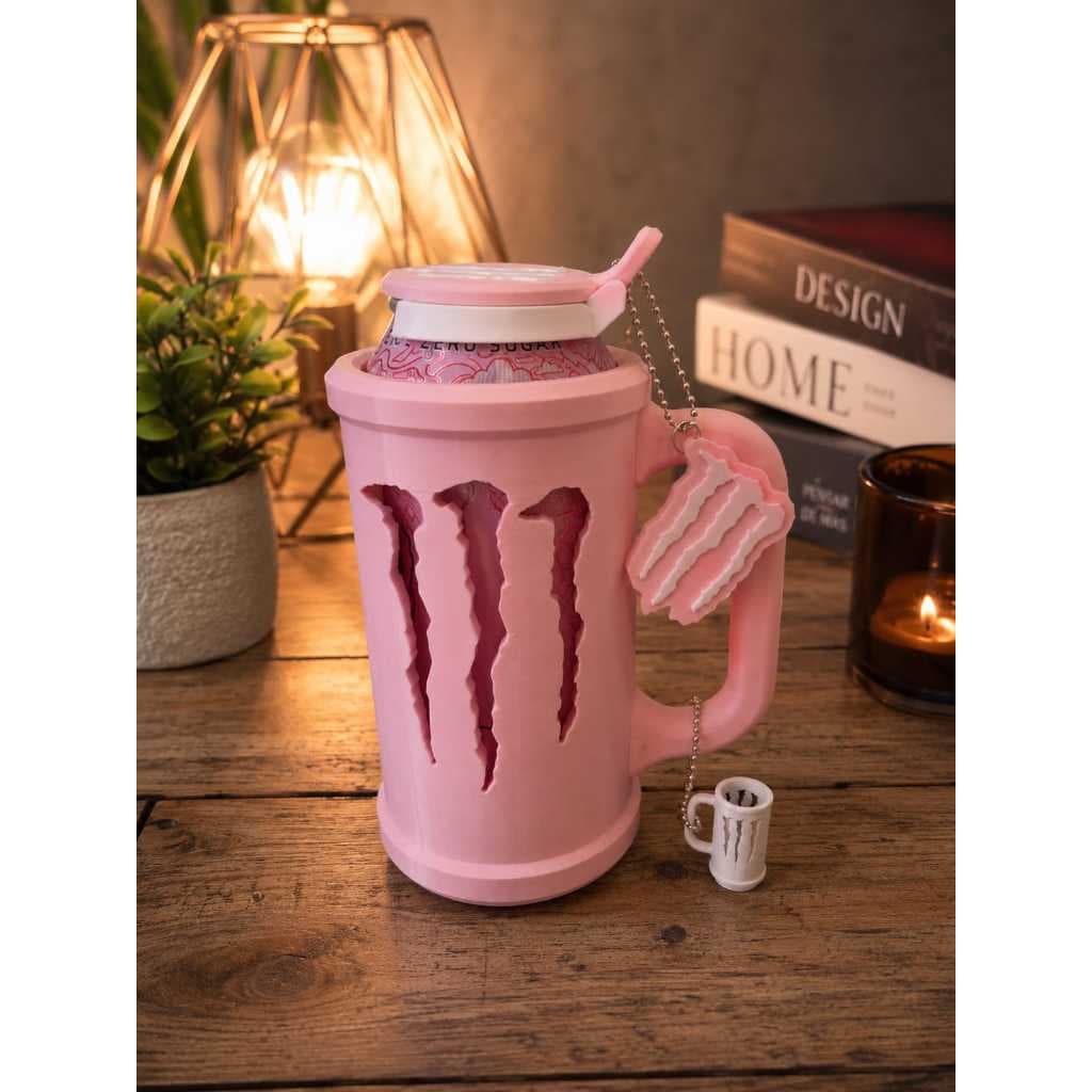 Kit Porta Lata Monster Personalizado + Tampa + Chaveiro Abridor + Mini Porta Lata | Caneca Estilo Lata 473ml |Ergonômico
