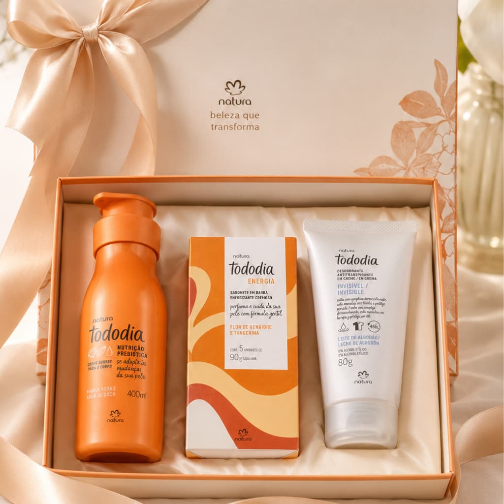 Kit Presente Natura Tododia – Creme Corporal + Sabonete em Barra + Desodorante Creme | Hidratação e Cuidado Diário