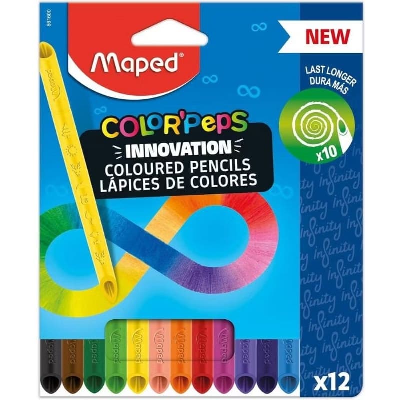 Caixa de Lapis De Cor 12 Cores Color Peps Infinito Maped  Lápis De Cor Maped Canetinhas Giz De Cera