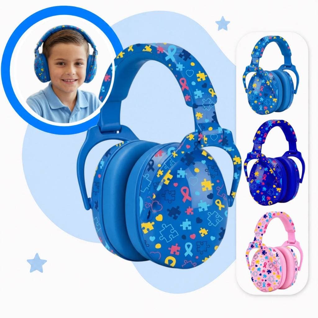 Abafador BLUE TEA CLARO Autismo Infantil Fone Protetor de Som Ouvido Auricular Ruido Super Confortavel Tdah Tea Autista