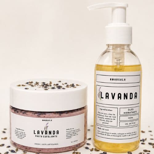 Kit Lavanda Artesanal – Esfoliante Corporal + Óleo Perfumado Hidratante | Hidratação Profunda, Pele Macia e Perfumada