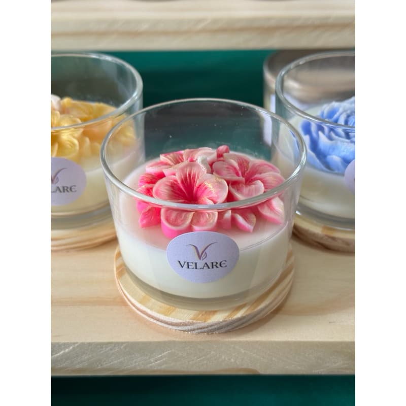 Vela Flora Artesanal | Peônia ou Jasmim | Cera Vegetal | Decoração e Aromatização