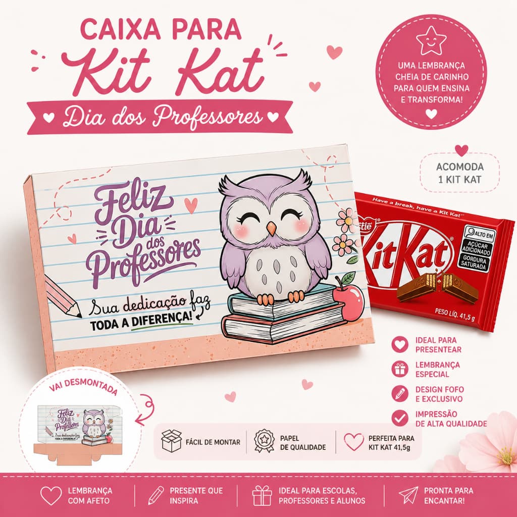 Caixa para Kit Kat dia dos Professores (VAI DESCMONTADA)
