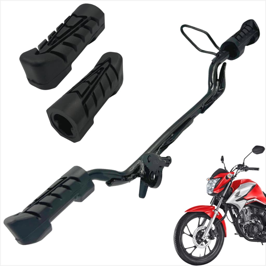 Estribo Tubular + Borracha Pedaleira Honda Cg Titan Fan Start 150 160 2014 2015 2016 2017 2018 2019 2020 A 2023