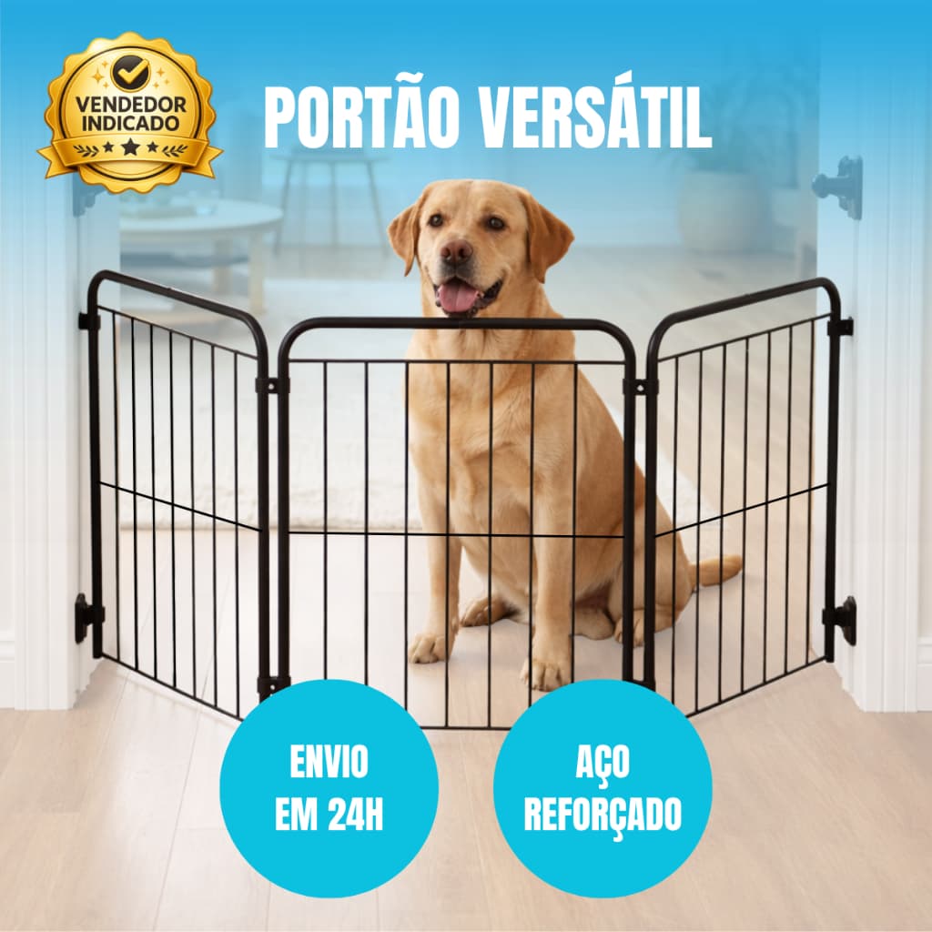Portão Pet Modular 3 Grades para Cachorro Barreira de Proteção Divisória para Casa