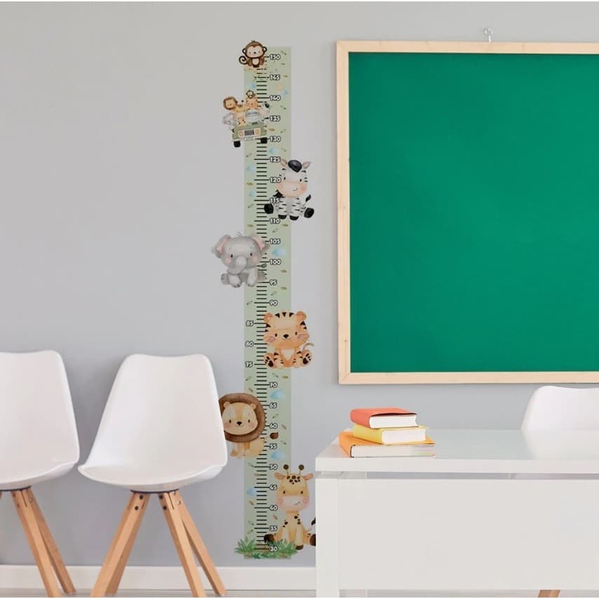 Adesivo Régua Medidor de Altura Safári | Decore e Acompanhe o Crescimento do Bebê | Faixa Infantil