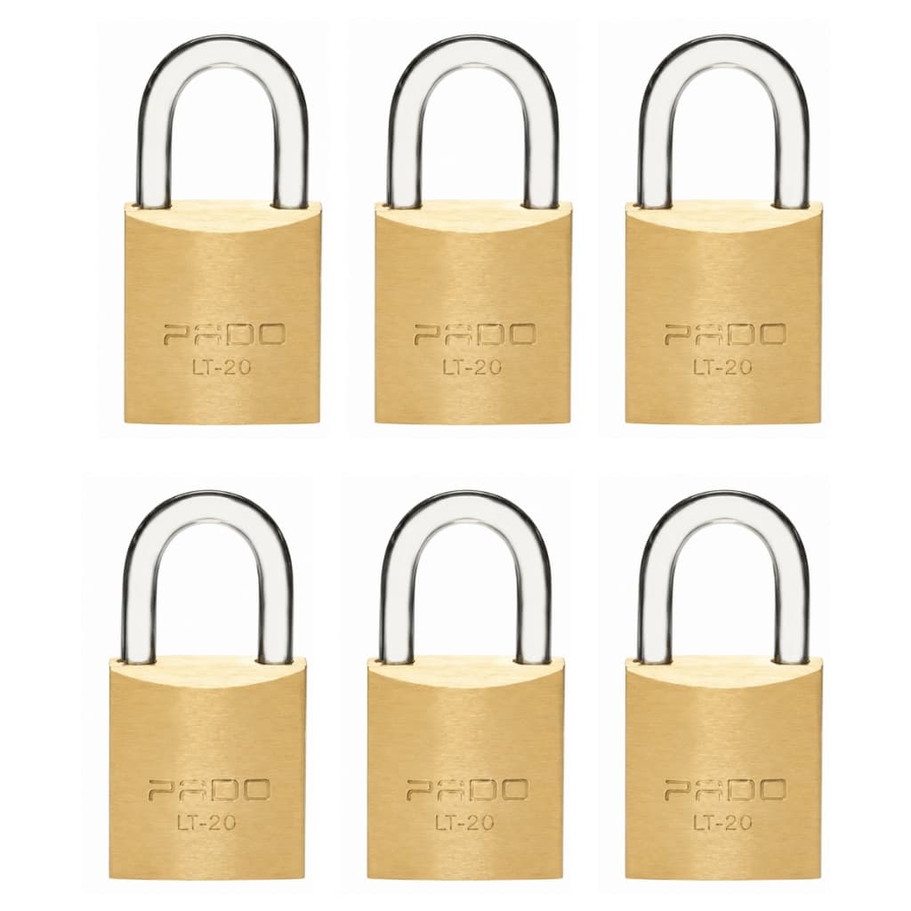 Cadeado Pado 20mm Latão De Armário Bicicleta Malas 6 Peças Cor Dourado
