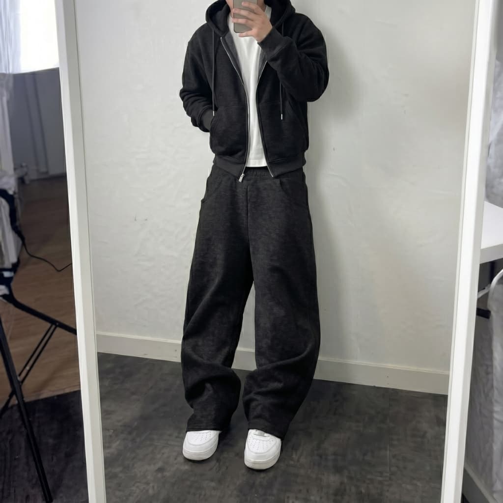 Conjunto Moletom Kit Y2k Casaco Ziper e Calça Baggy Liso Unissex Streetwear Envio Rapido
