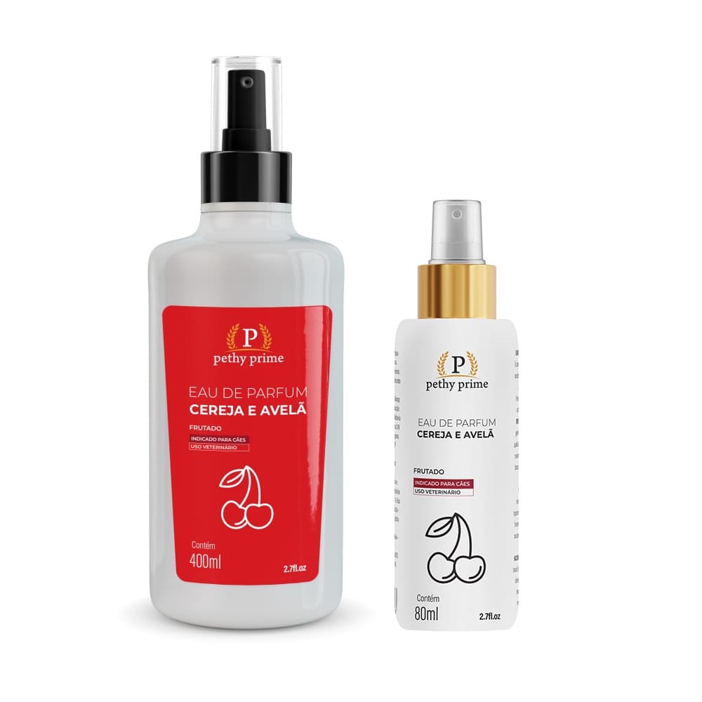 Eau de Parfum Cereja & Avelã Pethy Prime 400ml | Perfume Profissional para Cães e Gatos