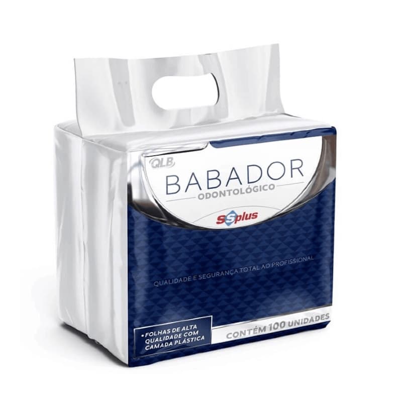 Babador Odontológico Impermeável Descartável Branco SS Plus 30x40 cm com 100 Unidades