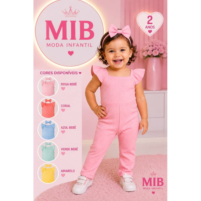macacão longo baby + laço