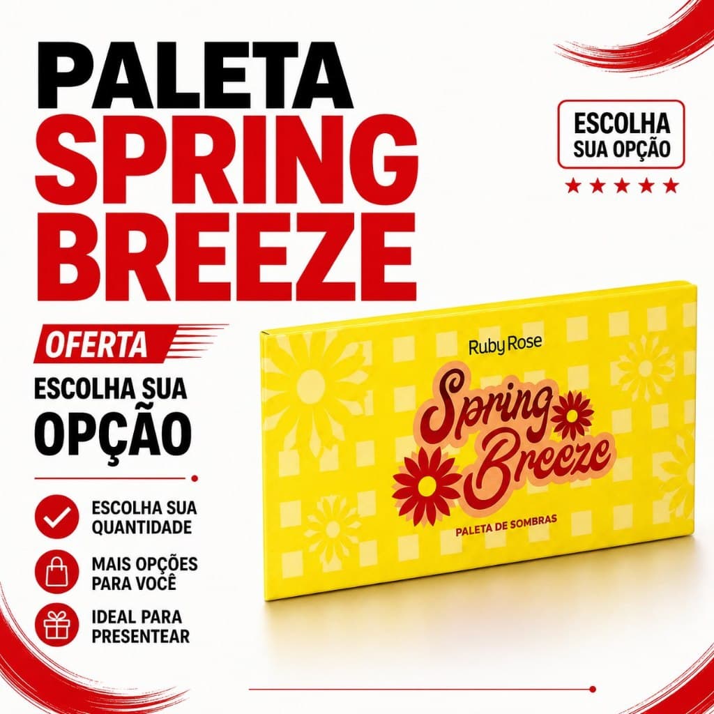 Paleta de Sombras Ruby Rose Spring Breeze - Alta Pigmentação e Cores Vibrantes com Glitter