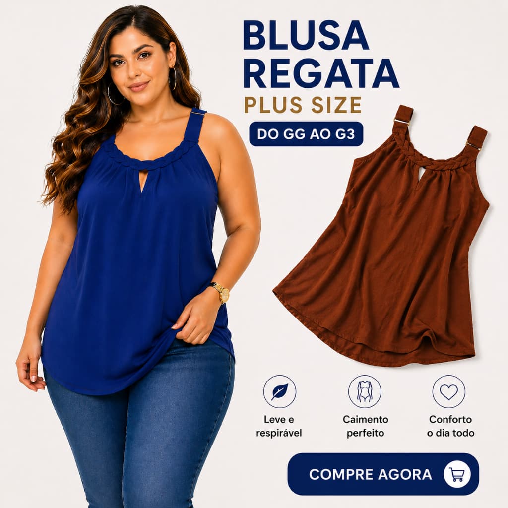 Blusa Duna Lisa de Alça Feminina Plus Size GG G1 G2 G3 – Conforto, Estilo e Elegância