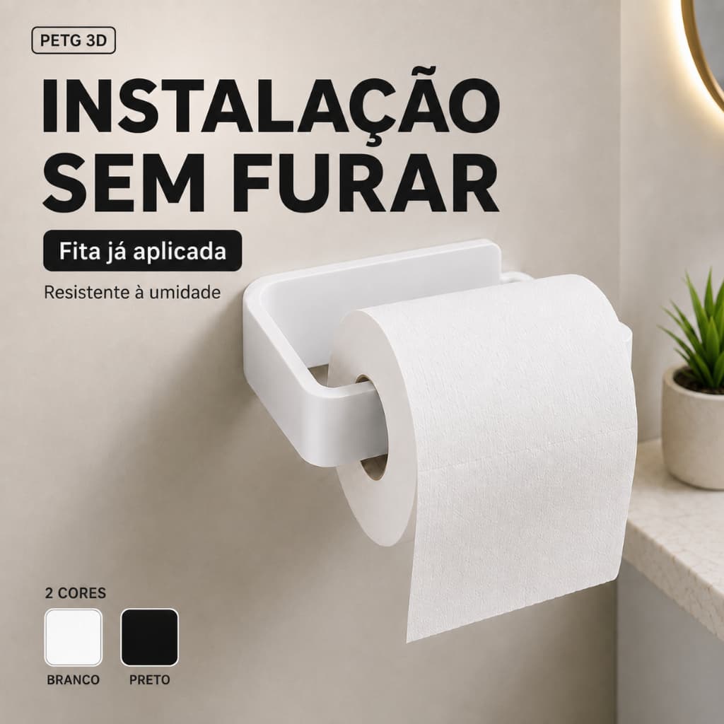 Porta Papel Higiênico Adesivo Sem Furo para Banheiro