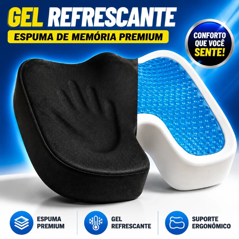 Almofada Assento Ortopédico Travesseiro Ergonômico Cadeira Corretor Postura Home Office