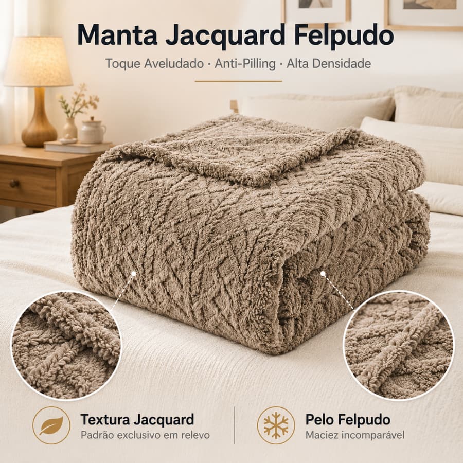 Manta Soft Casal Jacquard Paquistão Quentinha