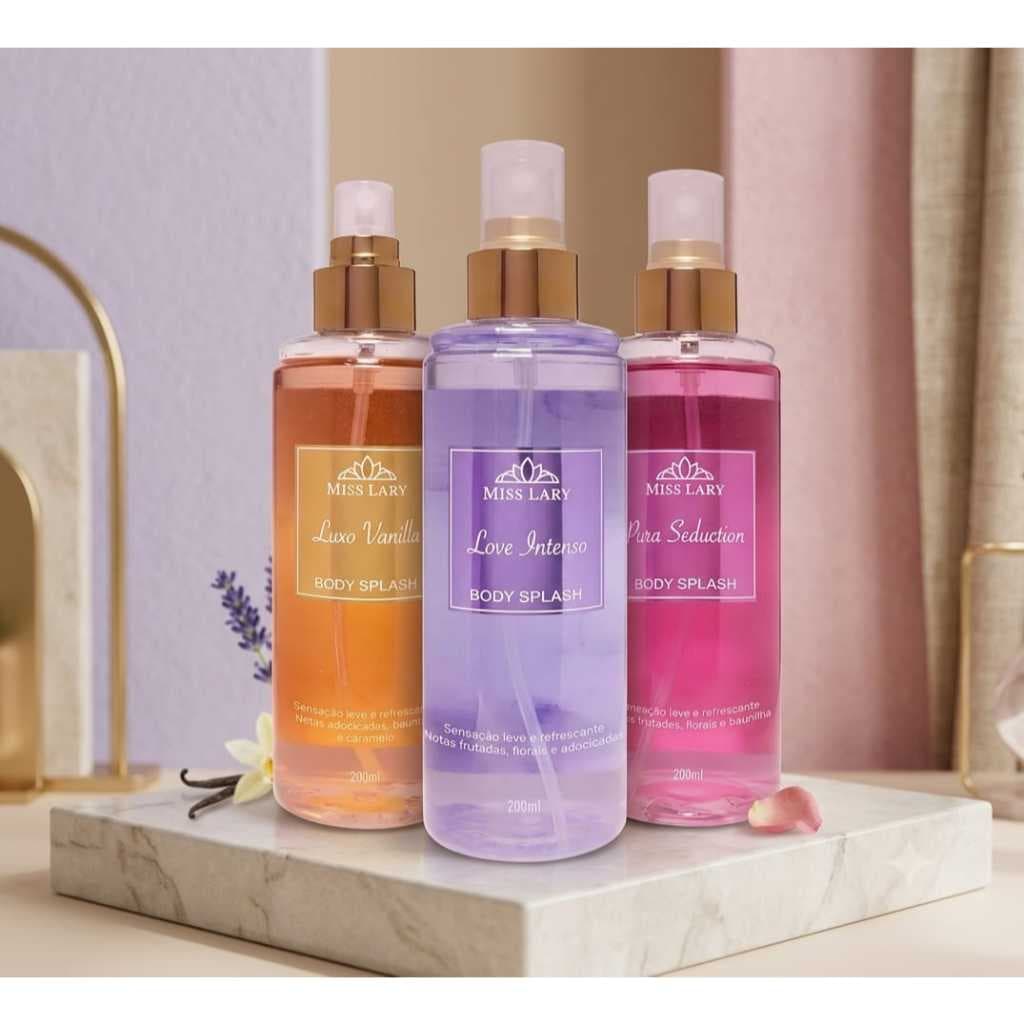 KIT COM 3 BODY SPLASH MISS LARY - LUXO VANILLA,LOVE INTENSO E PURA SEDUCTION